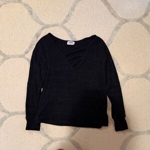 LNA Black V-Neck Long Sleeve Top